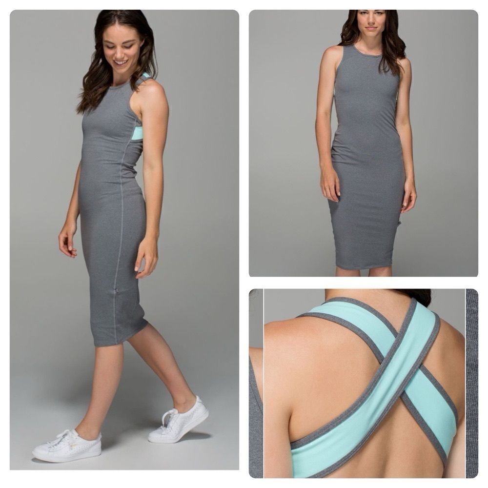 NWT Lululemon Picnic Play Dress Heathered Gray / Turquoise Size 6